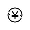 JPY / CNY Symbol circled by arrow, Money flow, Exchange, Circulation, Japanese Yen.