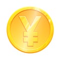 JPY Golden Yen coin symbol on white background. Finance investment concept. Exchange Japan currency Money banking