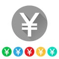 JPY, Set of Japanese yen sign icons, currency symbol