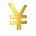 JPY sign. 3d golden yen symbol isolated on white background. 3d rendering