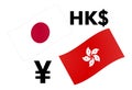 JPYHKD forex currency pair vector illustration. Japanese and Hongkong flag, with Yen and Dollar symbol Royalty Free Stock Photo