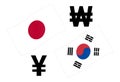 JPYKRW forex currency pair vector illustration. Japanese and Korean flag, with Yen and Won symbol Royalty Free Stock Photo