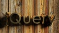 JQUERY brass write on wooden background - 3D rendering Royalty Free Stock Photo