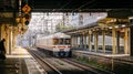 A JR train on the track at station in Nagoya, Japan Royalty Free Stock Photo