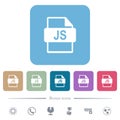 JS file format flat icons on color rounded square backgrounds