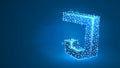 JS, Java Script coding language sign. Device, programming, developing concept. Abstract, digital, wireframe, low poly Royalty Free Stock Photo