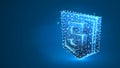 JS, Java Script coding language sign. Device, programming, developing concept. Abstract, digital, wireframe, low poly mesh, vector Royalty Free Stock Photo