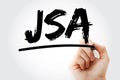 JSA - Joint Sales Agreement acronym with marker, business concept background