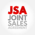 JSA - Joint Sales Agreement is an agreement authorizing a broker to sell advertising time for the brokered station in return for a Royalty Free Stock Photo