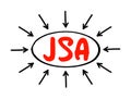 JSA - Joint Sales Agreement is an agreement authorizing a broker to sell advertising time for the brokered station in return for a Royalty Free Stock Photo