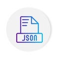 Json document format file icon. with gradient outlines. vector illustration