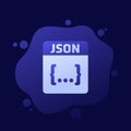 JSON file format icon, vector design
