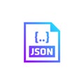 JSON file format icon, vector