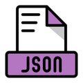 Json file icon colorful style design. document format text file icons, Extension, type data, vector illustration Royalty Free Stock Photo