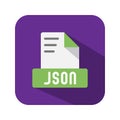 Json flat text file icons. symbol document files, type. Can be used for websites, software, UI and mobile apps