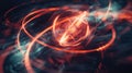 Json a glowing particle traverses a circular path in a shadowy realm of quantum entanglement.