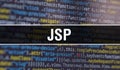 JSP with Abstract Technology Binary code Background.Digital binary data and Secure Data Concept. Software / Web Developer