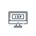 jsp vector icon isolated on white background. Outline, thin line jsp icon for website design and mobile, app development. Thin