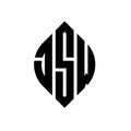 JSW circle letter logo design with circle and ellipse shape. JSW ellipse letters with typographic style. The three initials form a
