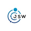JSW letter technology logo design on white background. JSW creative initials letter IT logo concept. JSW letter design