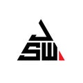JSW triangle letter logo design with triangle shape. JSW triangle logo design monogram. JSW triangle vector logo template with red