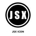 Jsx icon vector isolated on white background, logo concept of Jsx sign on transparent background, black filled symbol