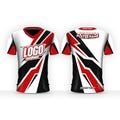 Gaming Uniform with Red, Black, and white. ESport Jersey, Short Sleeve Tshirt