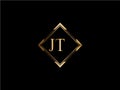 JT Initial diamond shape Gold color later Logo DesignX