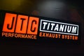 JTC performance titanium exhaust system sign at Manila International Auto Show in Pasay, Philippines