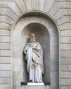 Juame El Conqueridor or James I the Conqueror statue in a niche flanking the entrance to the Barcelona Town Hall, Spain. Royalty Free Stock Photo