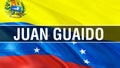 Juan Guaido on Venezuela flag. 3D Waving flag design. The national symbol of Venezuela, 3D rendering. National colors and National