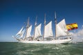 Juan Sebastian Elcano sailing in the bay of Cadiz, Spain