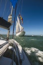 Juan Sebastian Elcano sailing in the bay of Cadiz, Spain