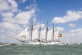 Juan Sebastian Elcano sailing in the bay of Cadiz, Spain