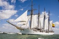 Juan Sebastian Elcano sailing in the bay of Cadiz, Spain