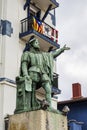 Juan Sebastian Elcano statue. in Getaria in the province of Gipuzkoa  Basque Country  Spain Royalty Free Stock Photo