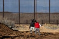 USA National Guard arresting migrant at border