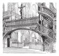 Jube, church of Saint-Etienne-du-Mont, Paris, France, vintage engraving Royalty Free Stock Photo