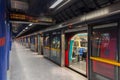 Jubile line train at modern North Greenwich station