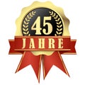 Jubilee button with banner and ribbons for 45 years Royalty Free Stock Photo