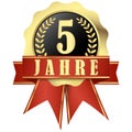 Jubilee button with banner and ribbons for 5 years Royalty Free Stock Photo