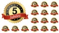Jubilee button with banner 5 to 100 years Royalty Free Stock Photo
