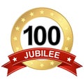 Jubilee button with banner 100 years Royalty Free Stock Photo