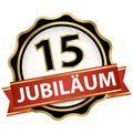 Jubilee button with banner 15 years Royalty Free Stock Photo