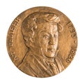 Jubilee medal large desktop medallion famous Russian poet, Decembrist Kondraty Fedorovich Ryleev close-up illustrative editorial