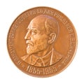 Jubilee medal large desktop medallion famous Russian Soviet biologist and breeder Ivan Vladimirovich Michurin close-up