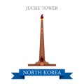 Juche Tower Pyongyang North Korea vector flat attraction travel