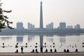 Juche tower and statue, Pyongyang, North Korea Royalty Free Stock Photo