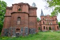 Juchowo, Zachodniopomorskie / Poland - May, 15, 2019: Old destroyed mansion in a small village in Pomerania. Ruins of the estate