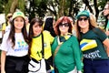 Juciane Cunha with patriotic women ready to go to the demonstration in SÃÂ£o Paulo